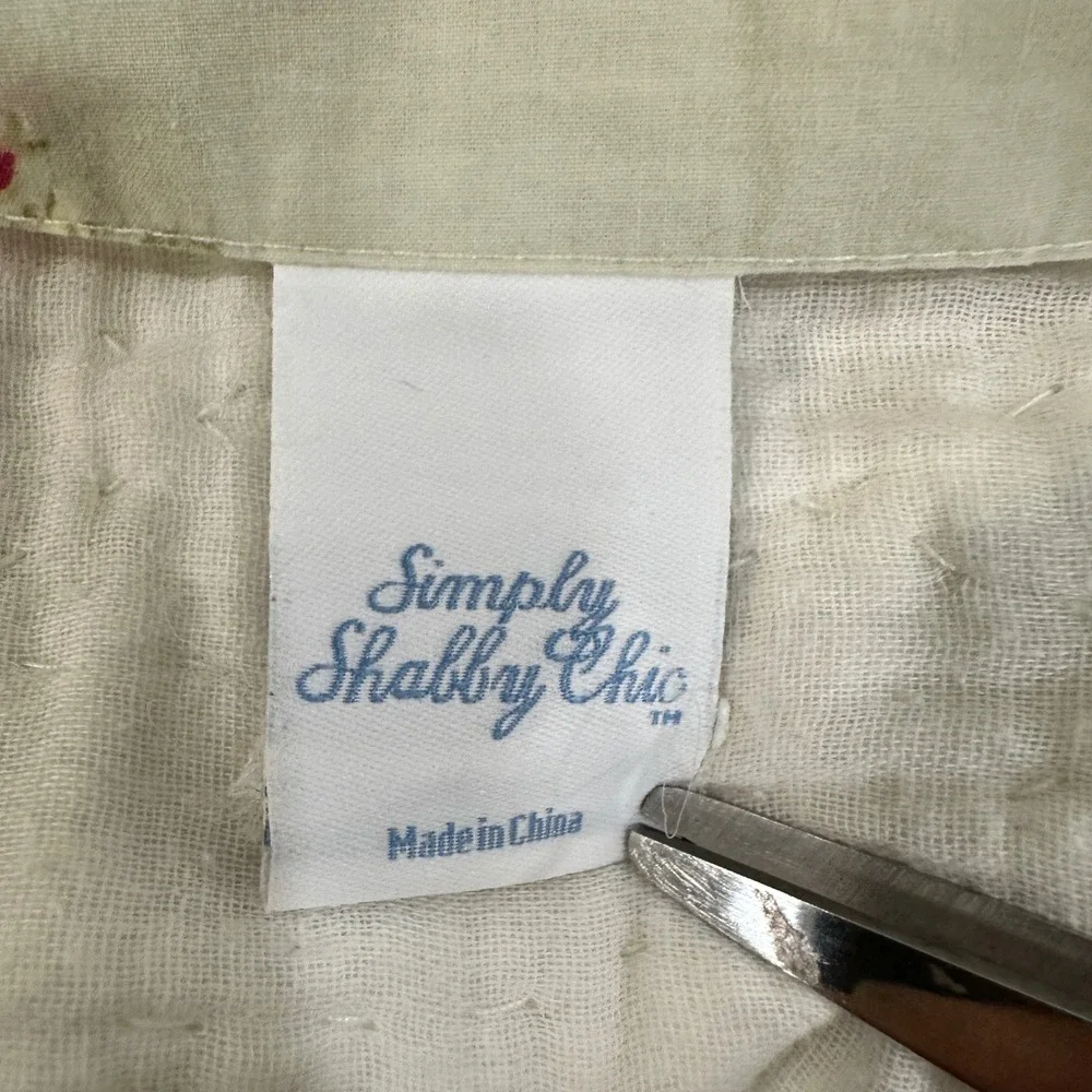 Simply Shabby Chic Rose Floral Quilted Cotton Pillow Sham Scalloped Sage 23x28